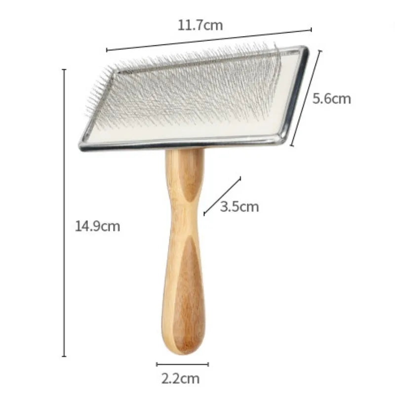 Bamboo Handle Stainless Steel Pet Grooming Comb for Dogs & Cats