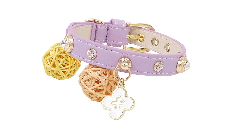 Rhinestone Genuine Leather Dog & Cat Collar