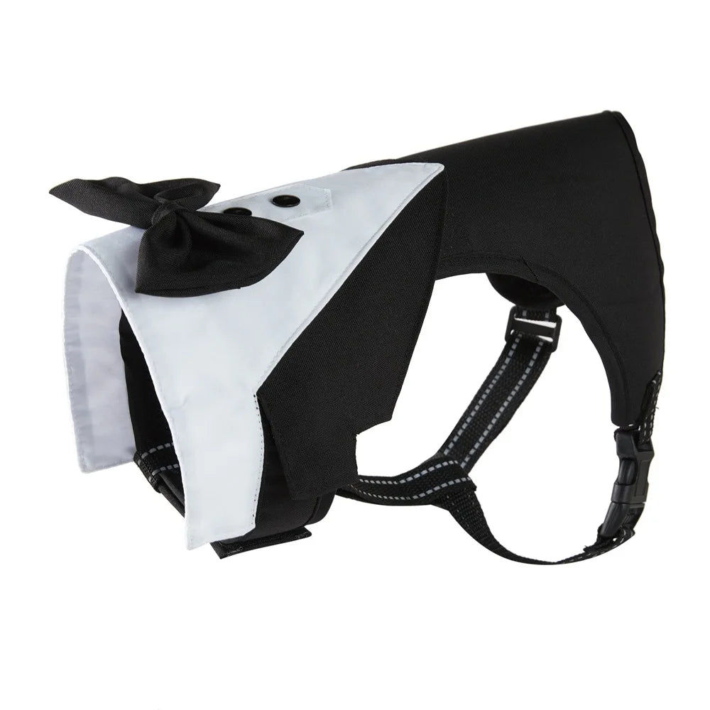 Tuxedo Dog Harness Vest with Bow Tie & D-Ring