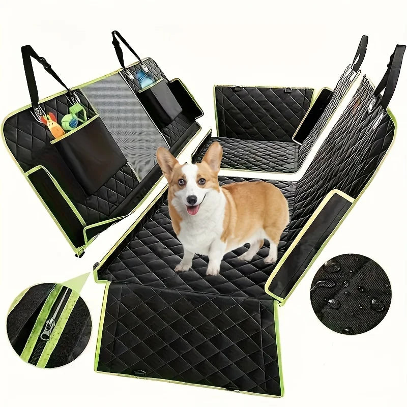 Housse de siège de voiture hamac pour chien 6-en-1 améliorée et imperméable avec fenêtre en maille