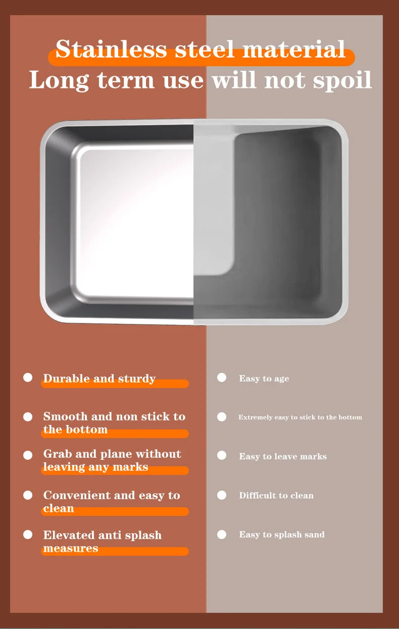 XXXL Stainless Steel Cat Litter Box with Lid — High Sides for Large & Big Cats
