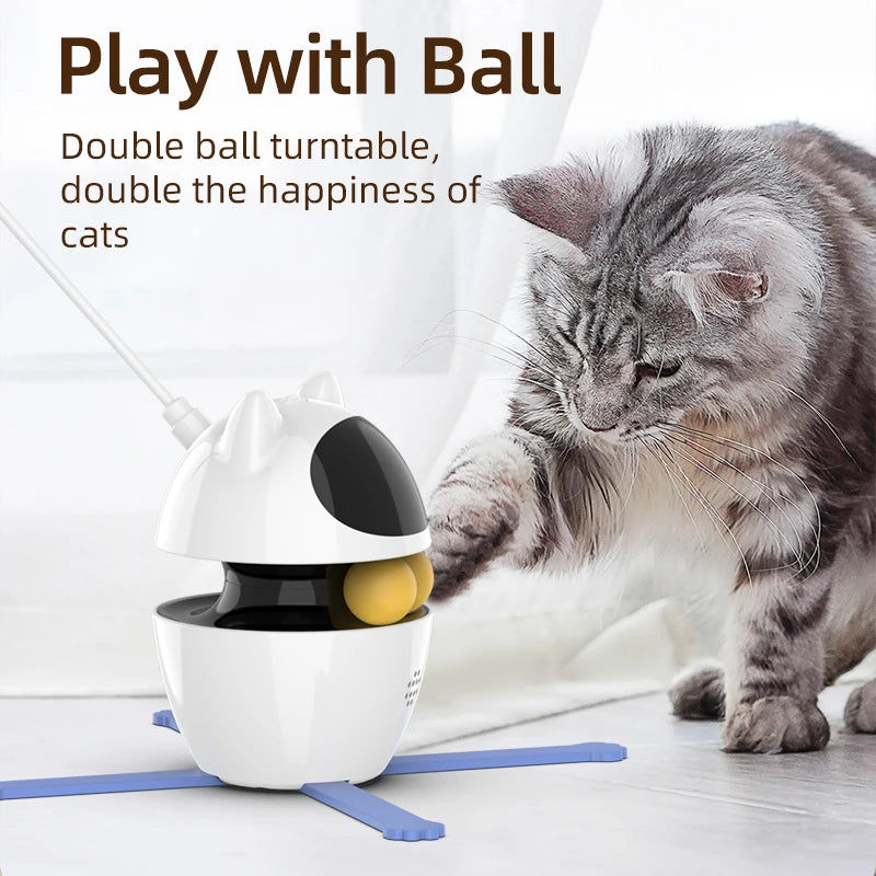 3-in-1 Smart Cat Toy with 360° Laser & 3 Replacement Feather Teasers