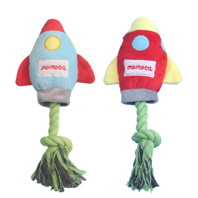 Plush Rocket Dog Toy - Bite Resistant Corduroy Chew Toy for All Dog Sizes