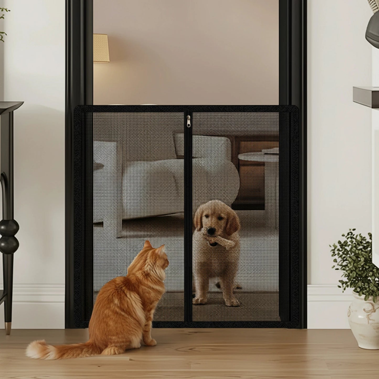 No-Drill Mesh Pet Gate Fence for Cats & Dogs