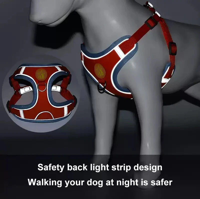Reflective Soft Mesh Dog Harness with Dual Lead Hooks – No-Pull Vest for Small & Medium Dogs