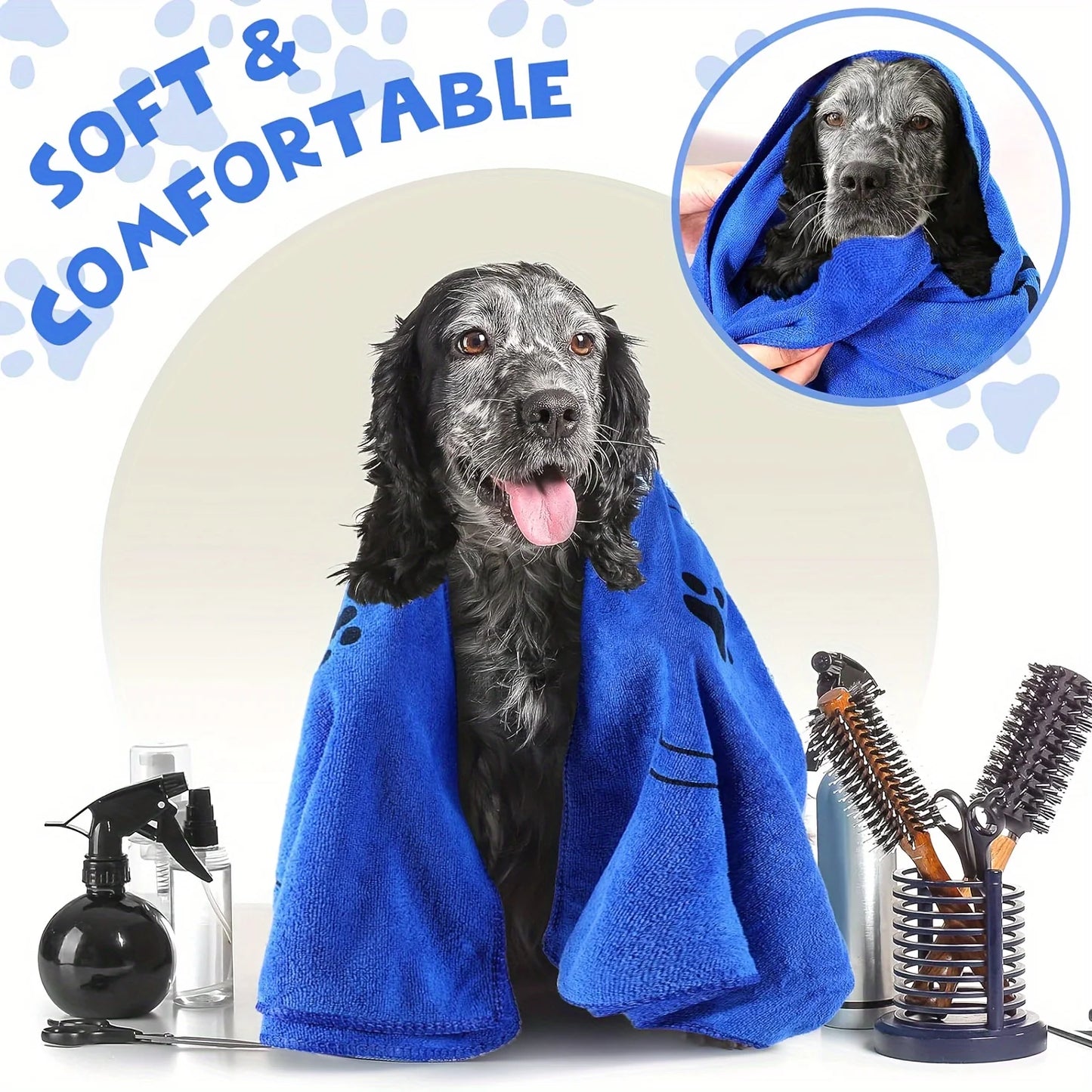 Serviette pour animaux de compagnie en microfibre à séchage rapide - Serviette de bain super absorbante pour chiens et chats