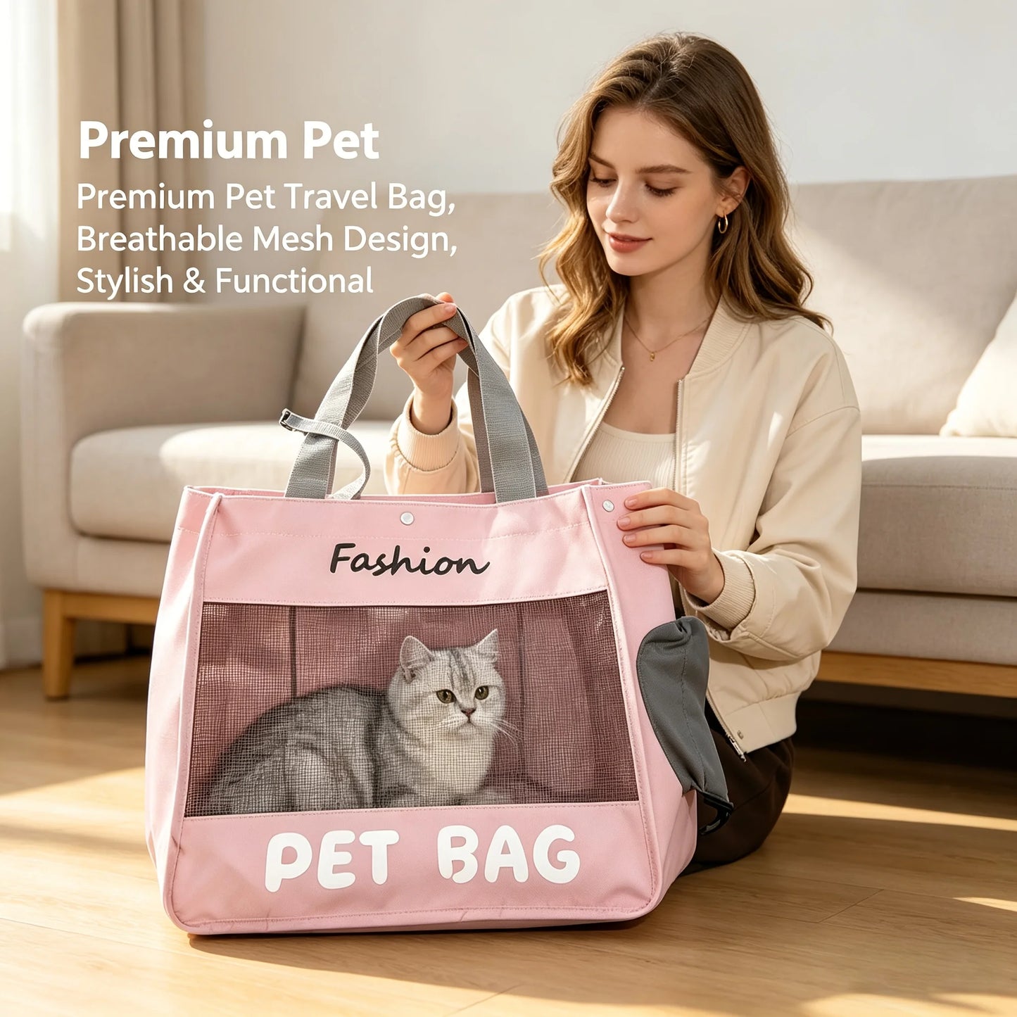 Breathable Canvas Carrier Bag for Cats & Small Dogs