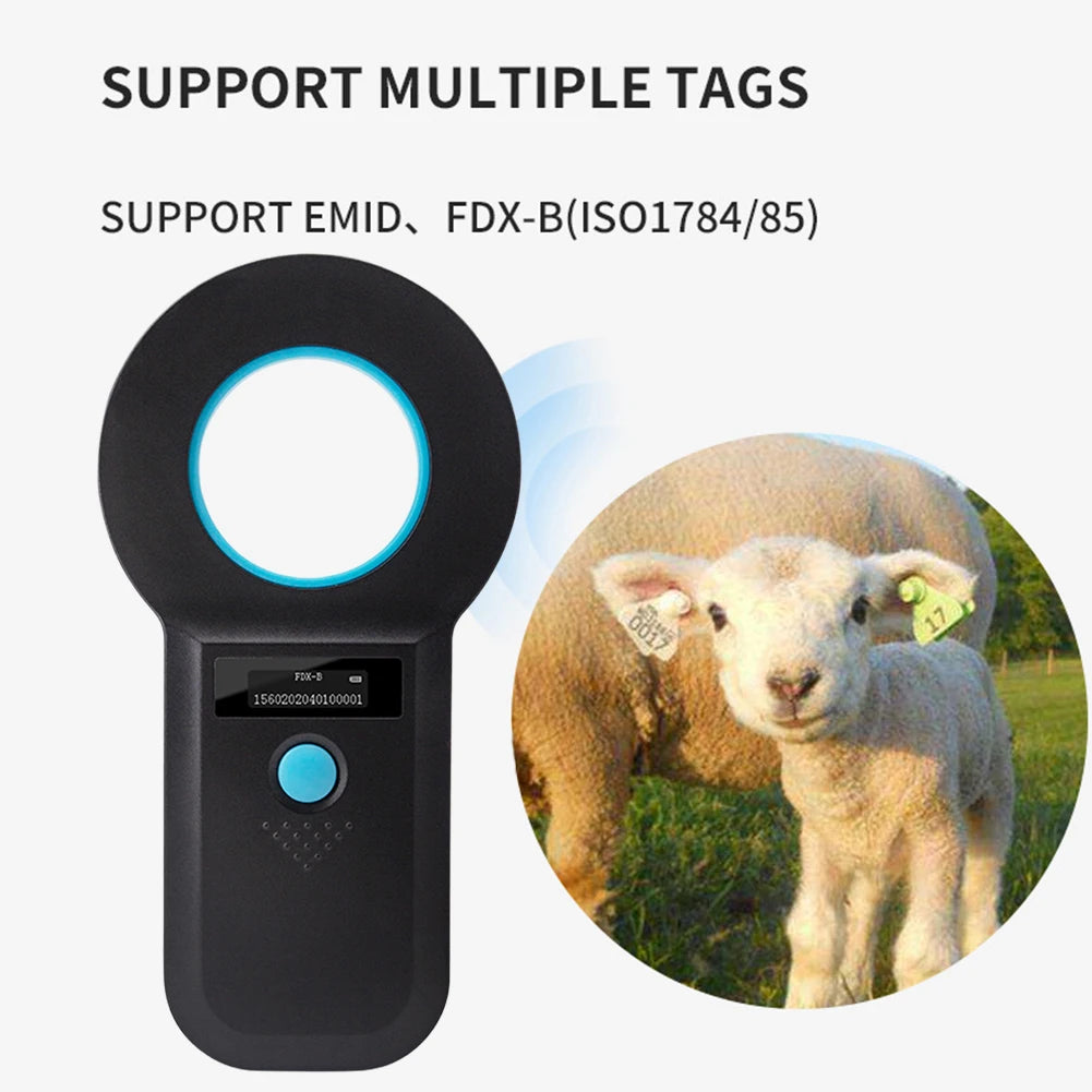 Handheld Pet Microchip Scanner | RFID & EMID Reader with OLED Display