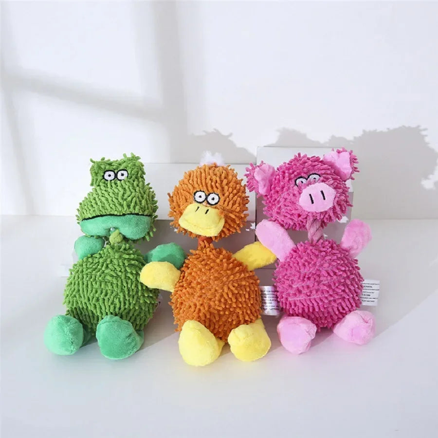 Plush Squeaky Dog Toy - Duck and Pig Characters