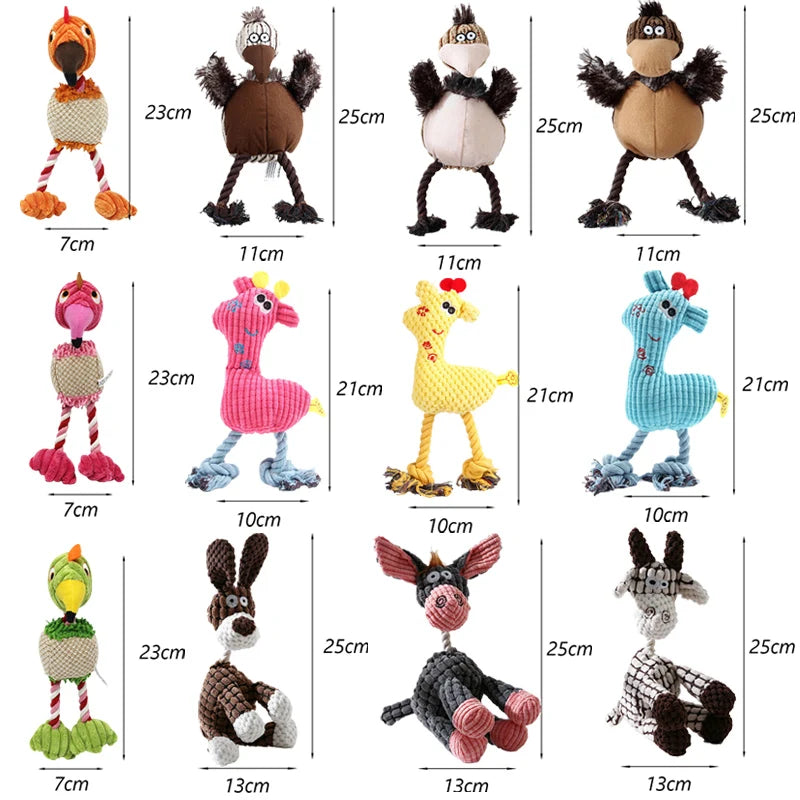 Animal Shaped Squeaky Fleece Chew Toy for Small Dogs
