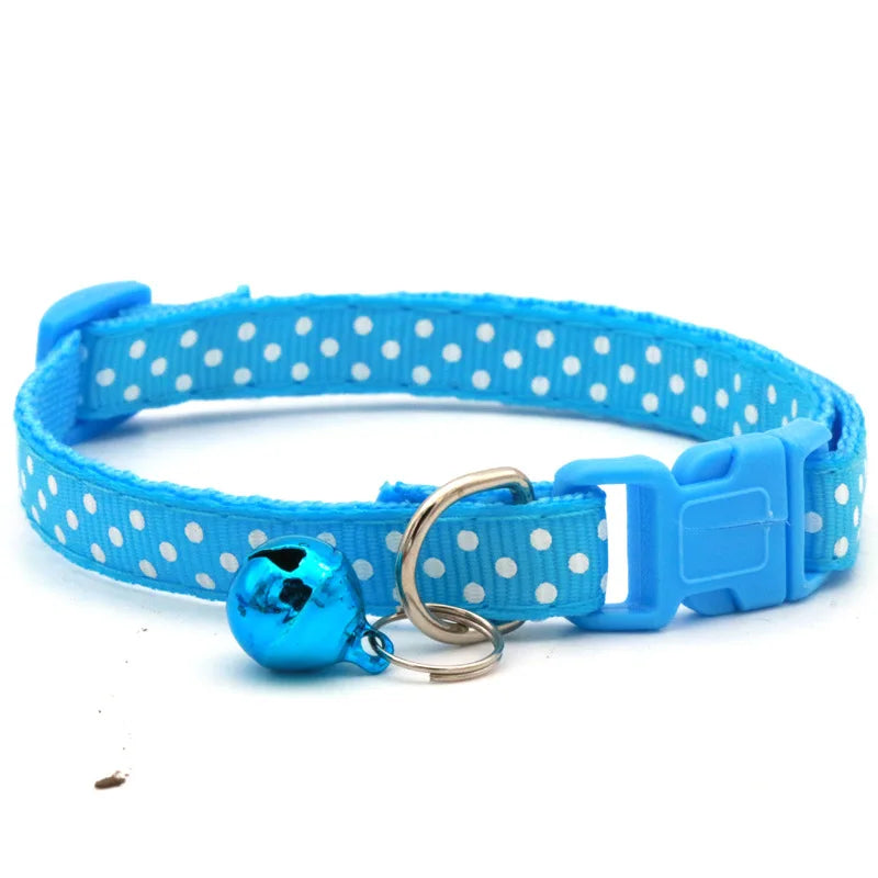 Collier à pois ajustable avec clochette pour chat et petit chien