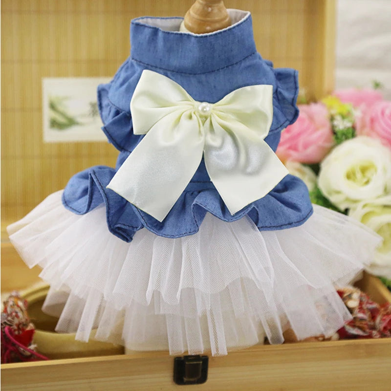 Denim Princess Dress for Small Dogs & Cats — XS to XXL