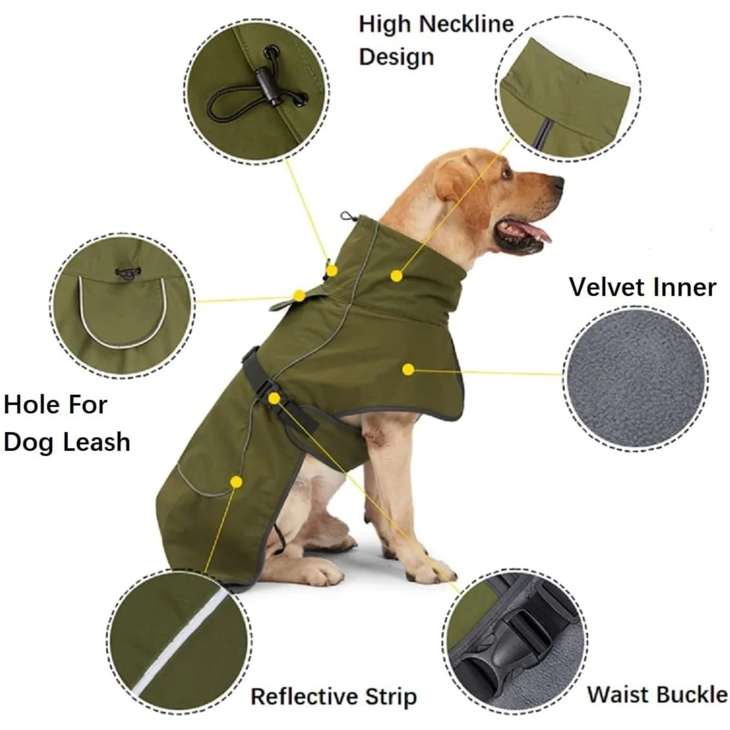 Waterproof Dog Raincoat with Fleece Lining