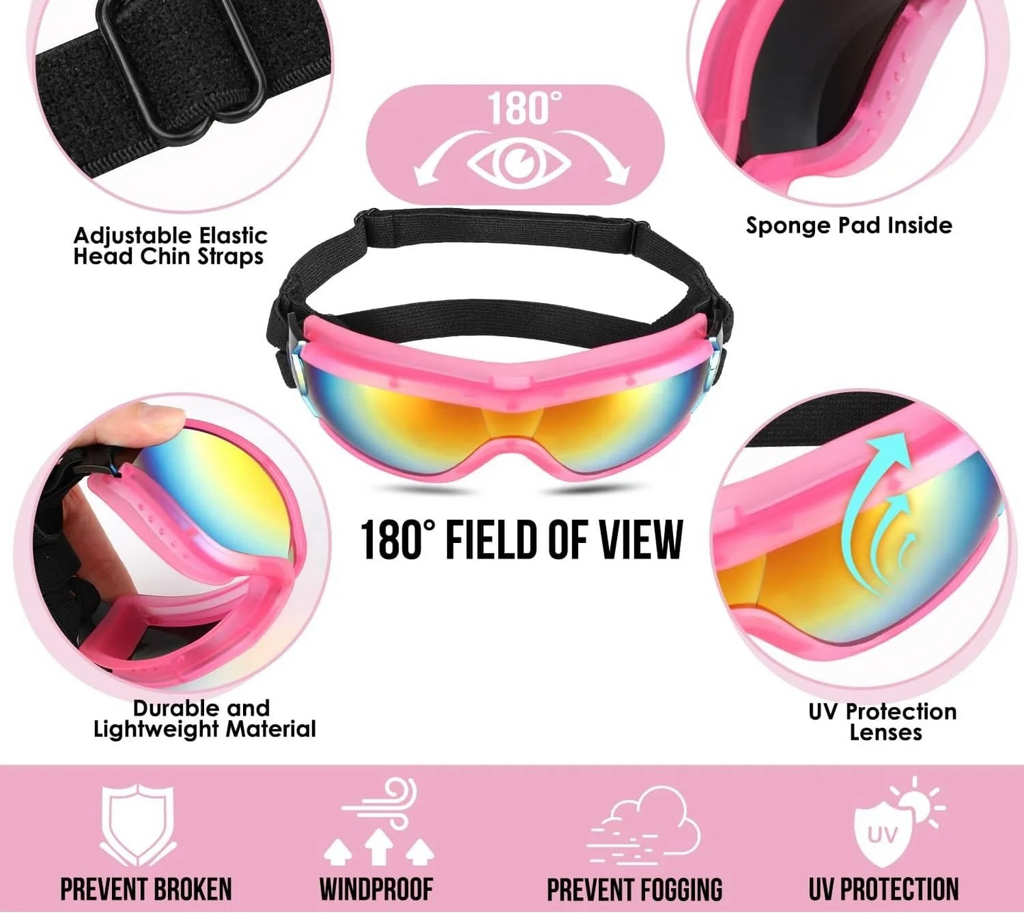 Ensemble lunettes et casque pour chien - Lunettes de soleil de protection UV pour grands chiens