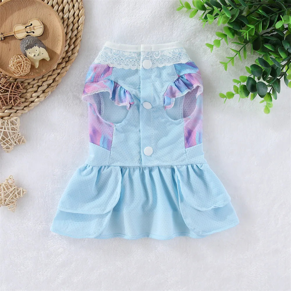 Robe et jupe rafraîchissantes en soie glacée pour petits chiens et chats