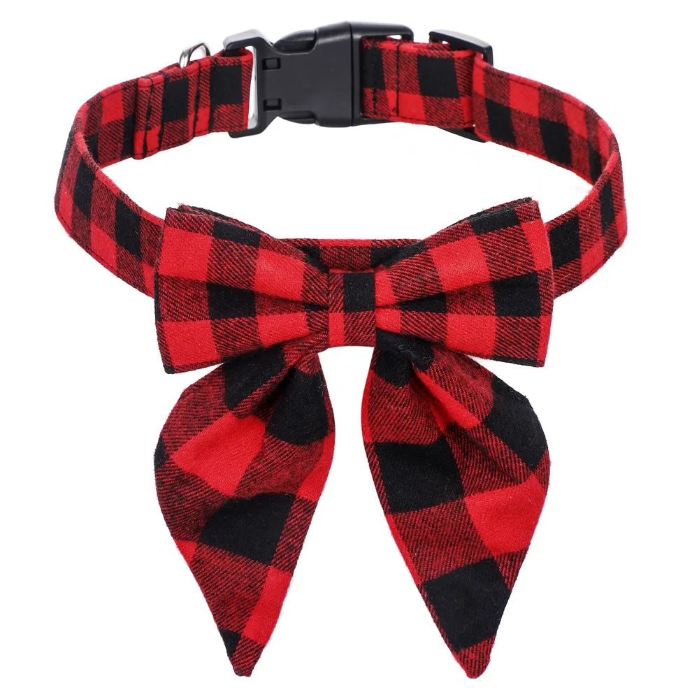 Collier pour chien flocon de neige festif avec nœud - Motif de Noël en coton