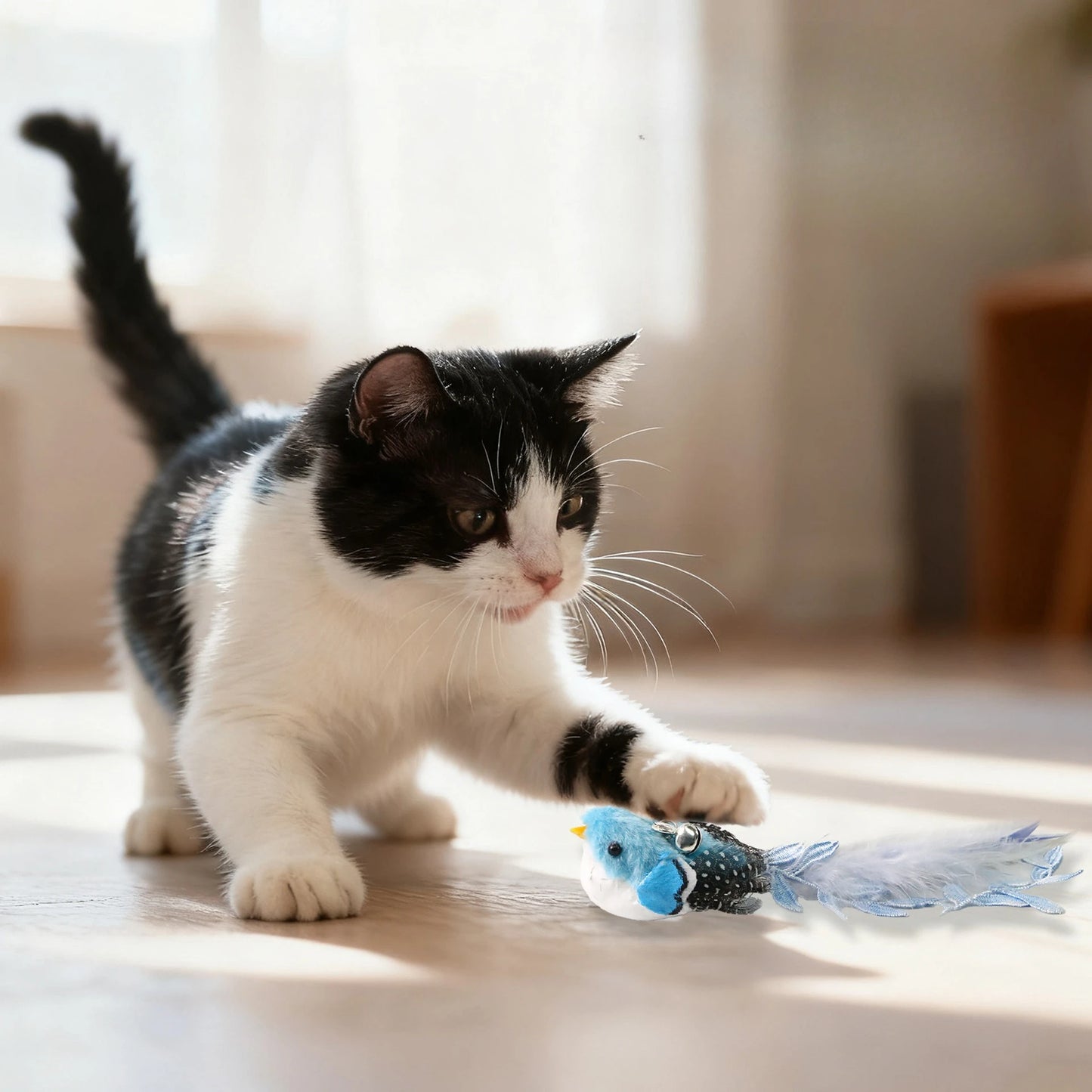 Tête de rechange de jouet pour chat en plumes avec clochette