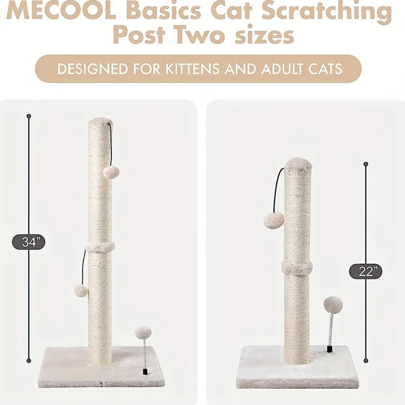 Griffoir pour chat en sisal de 86 cm avec balle suspendue