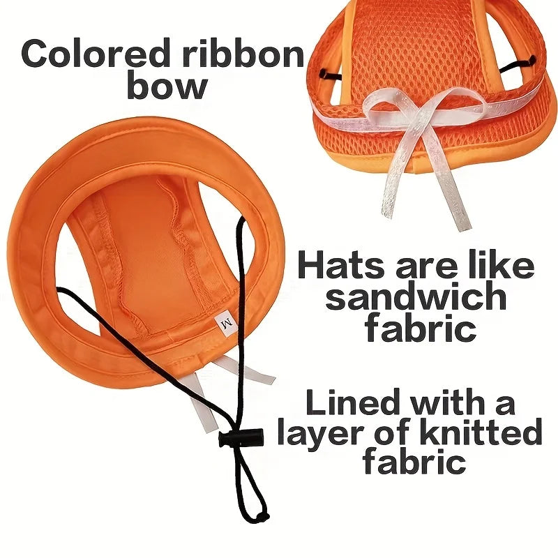 Chapeau de protection solaire pour animaux de compagnie avec nœud - Chapeau réglable et élégant pour chiens et chats