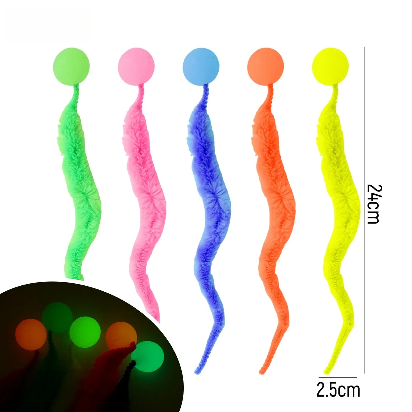 Interactive Glow & Bounce Cat Toy Set – Caterpillar, Balls & Teaser