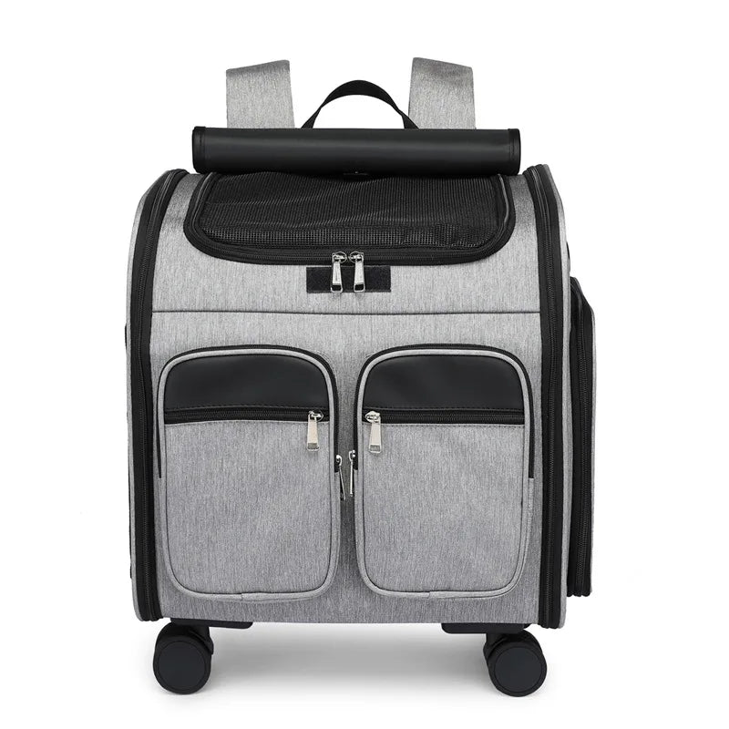 4-in-1 Wheeled Pet Carrier Backpack with Stroller & Car Seat