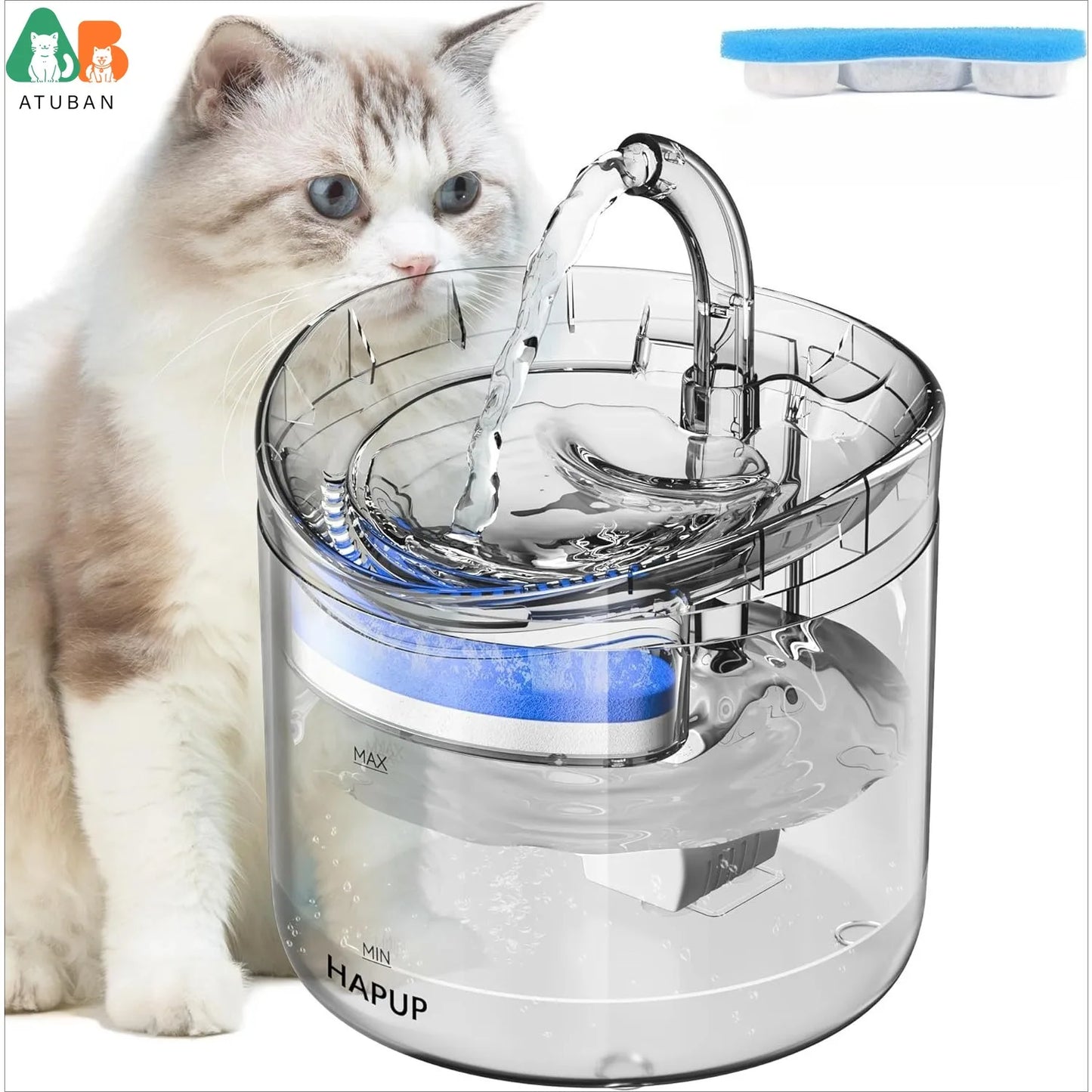 Fontaine à eau pour chat - Distributeur automatique d'eau pour animaux de compagnie 1,8 L