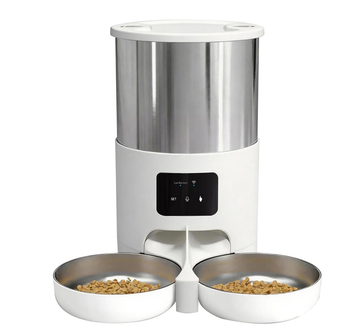 Distributeur automatique de nourriture intelligent pour animaux de compagnie 4L – Double gamelle en acier inoxydable avec contrôle via application et WiFi