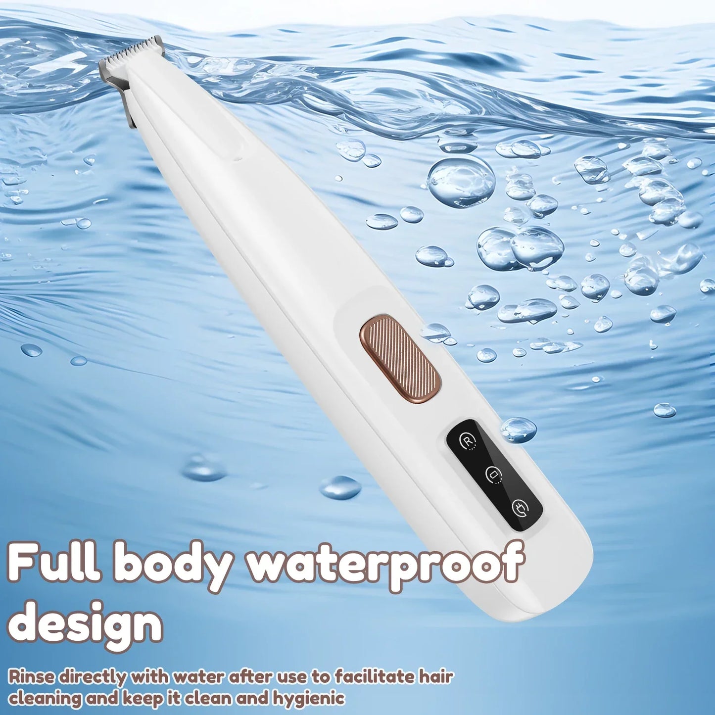 Cordless Dog Paw Trimmer with LED Light — Waterproof, 18mm Blade, LED Display