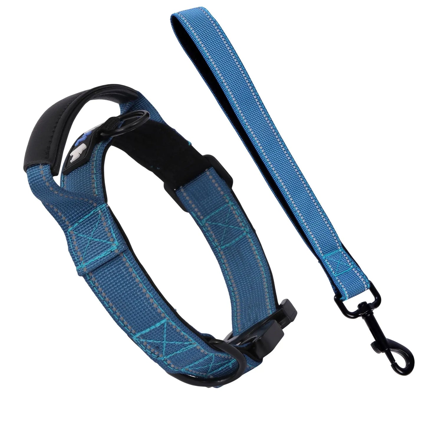Tactical Dog Collar with Leather-Wrapped Leash Handle