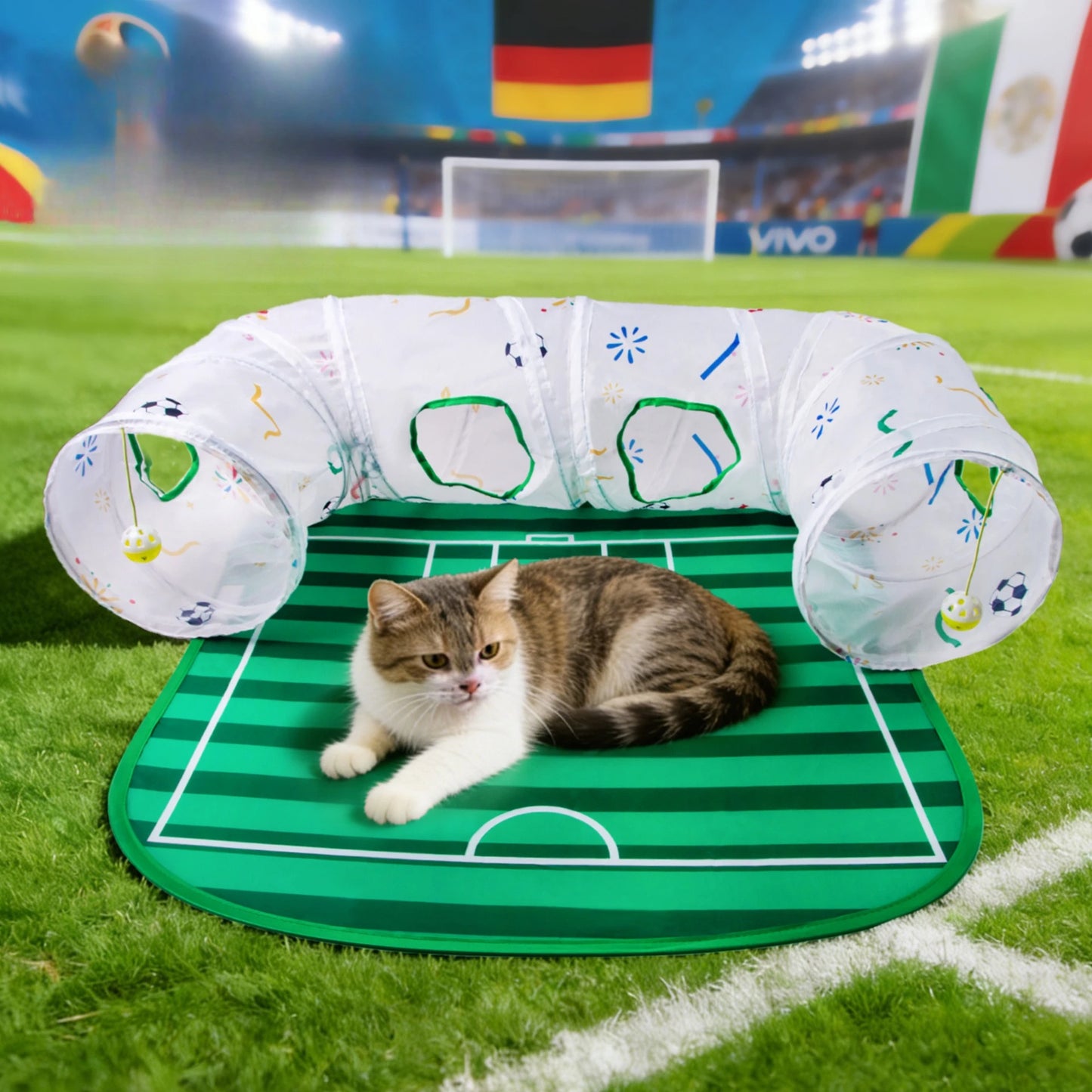 Football Field Cat Tunnel Toy