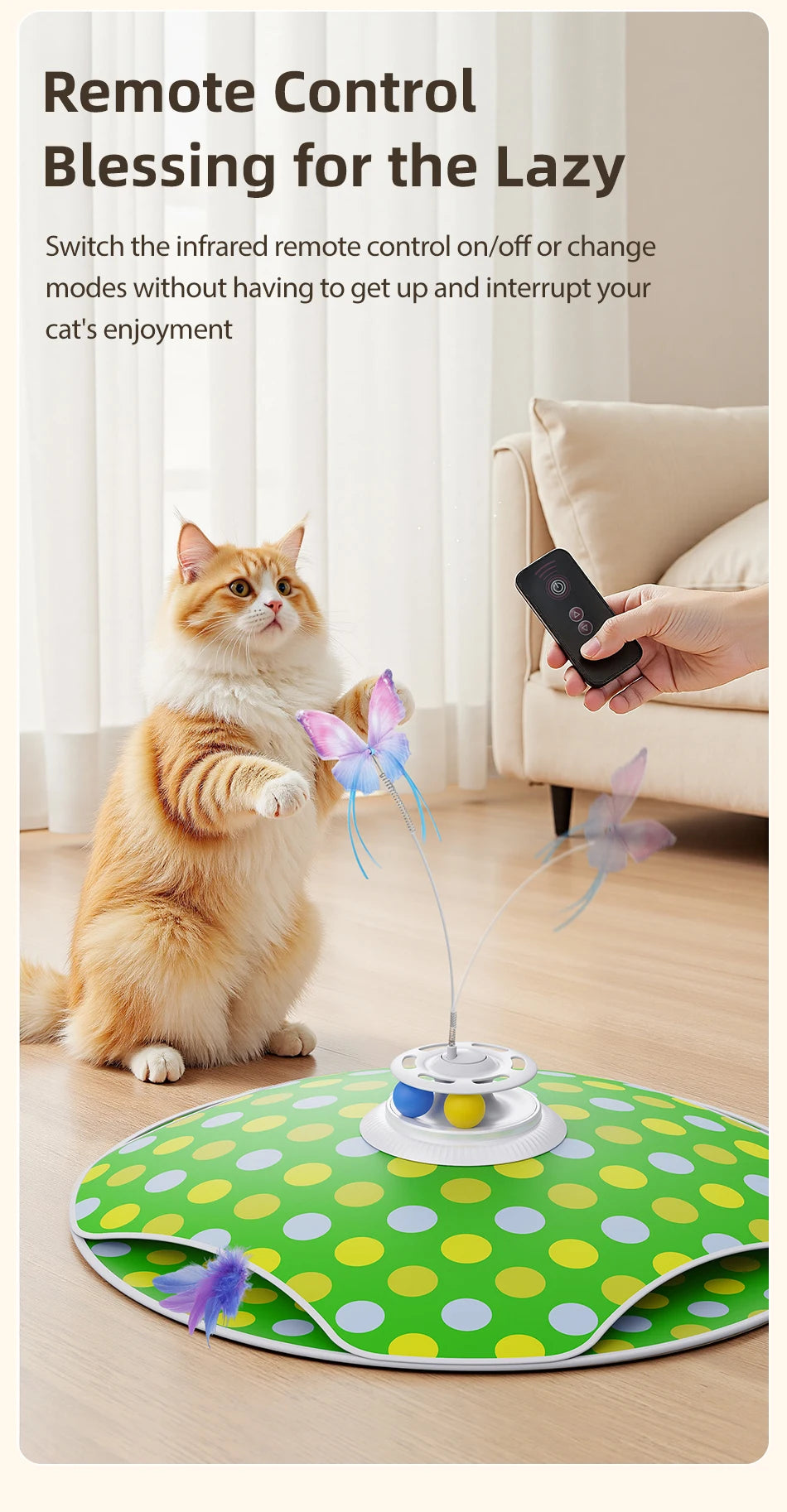 Interactive Hide & Seek Cat Toy - 3-in-1 Smart Feather & Butterfly Teaser