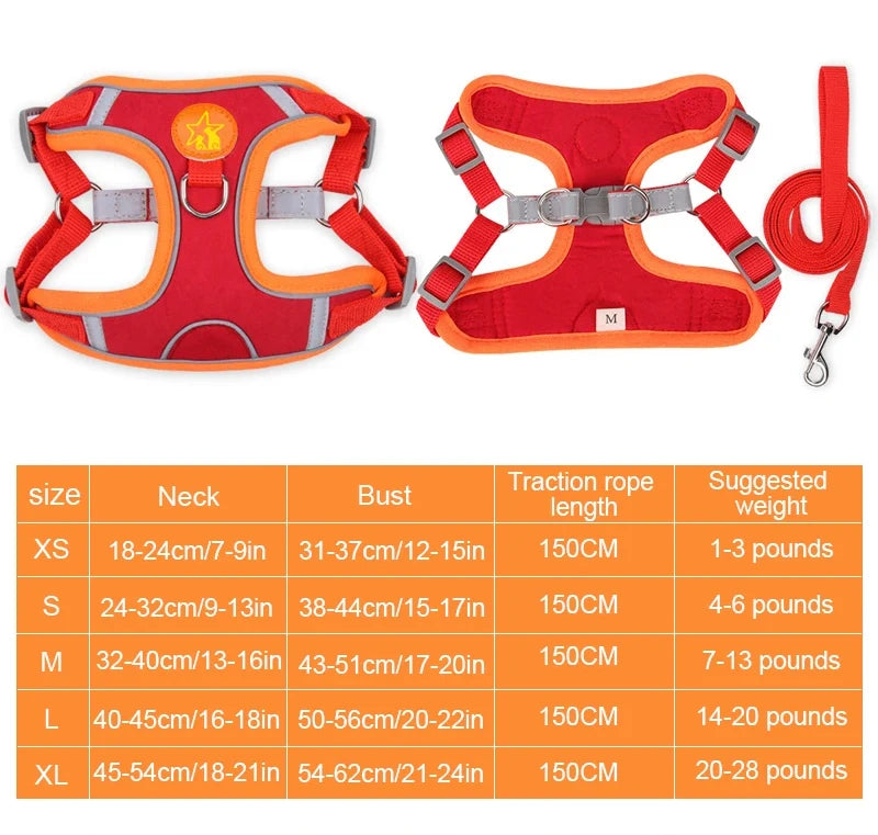 Reflective Soft Mesh Dog Harness with Dual Lead Hooks – No-Pull Vest for Small & Medium Dogs