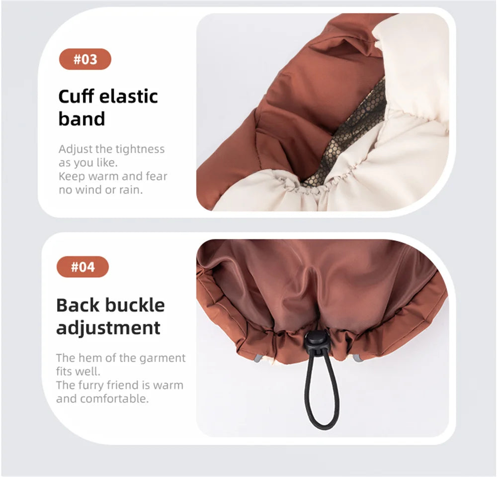 Windproof Reflective Down Jacket for Small Dogs | Harness Hole