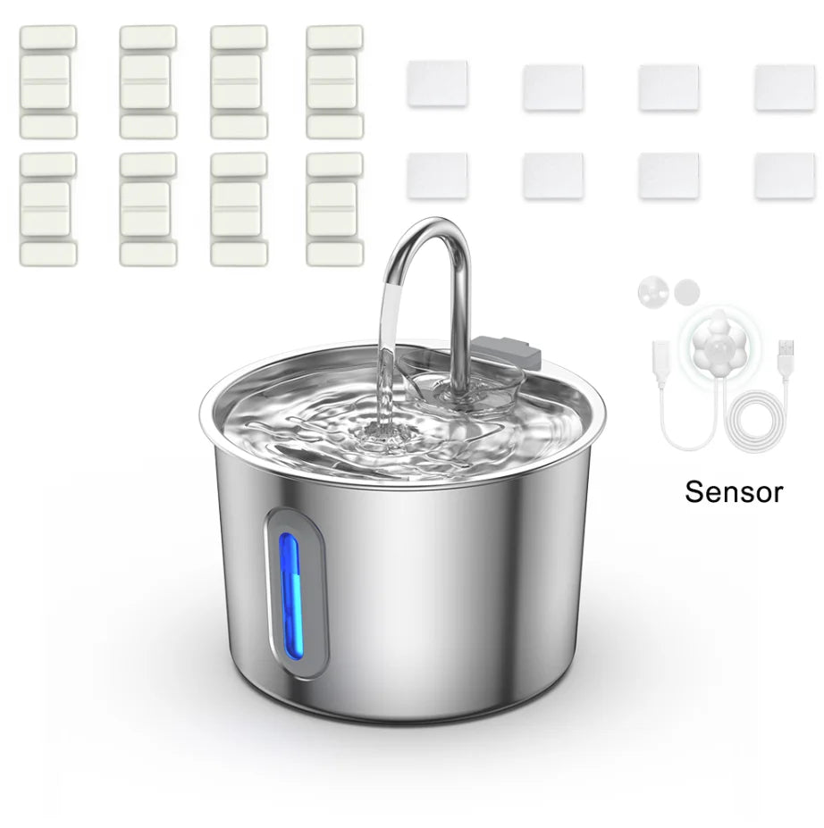2.2L Stainless Steel Automatic Pet Water Dispenser with Water Level Window