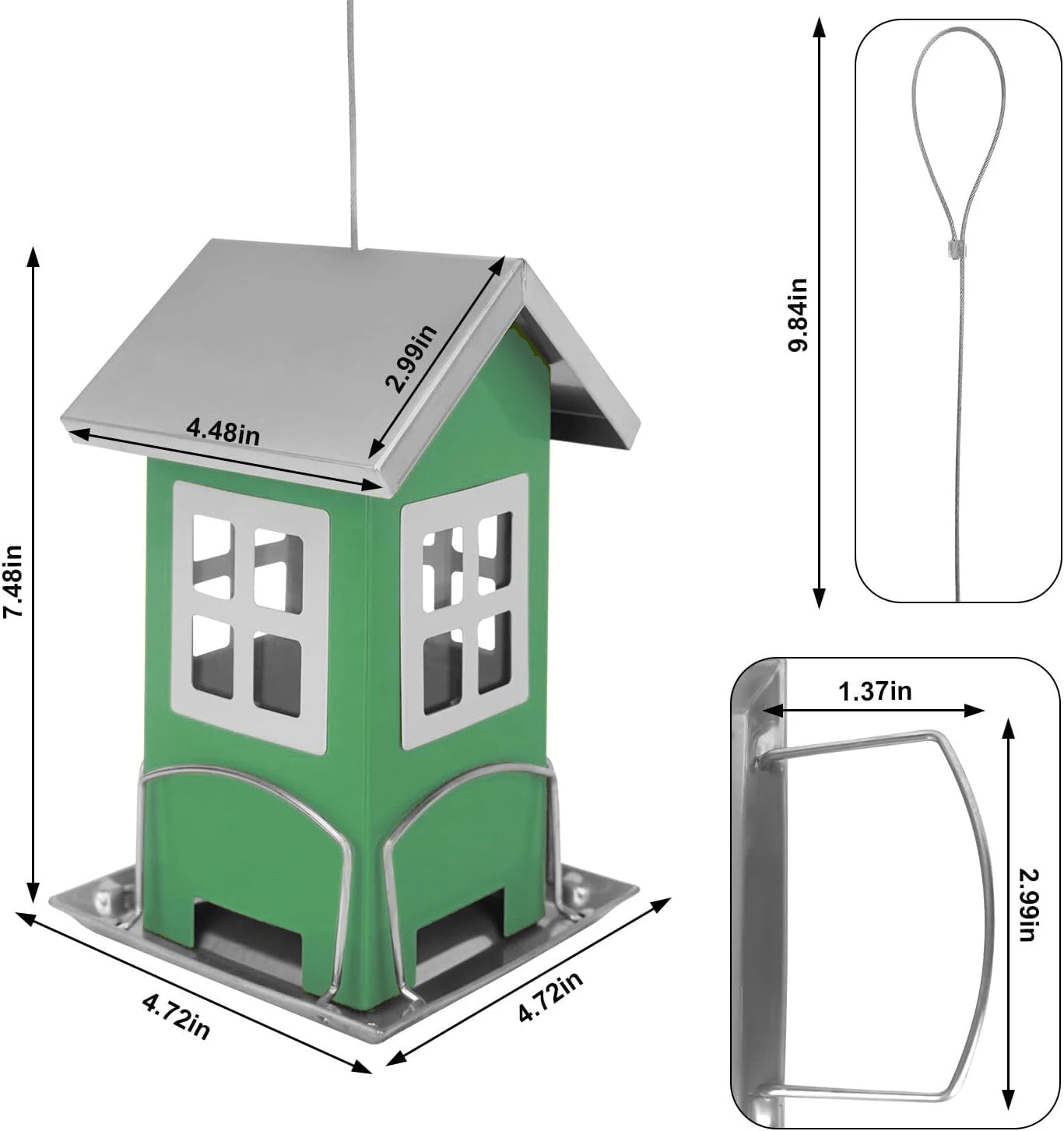 Outdoor Garden Bird Feeder House — Hanging & Suction Mount for Birds & Squirrels