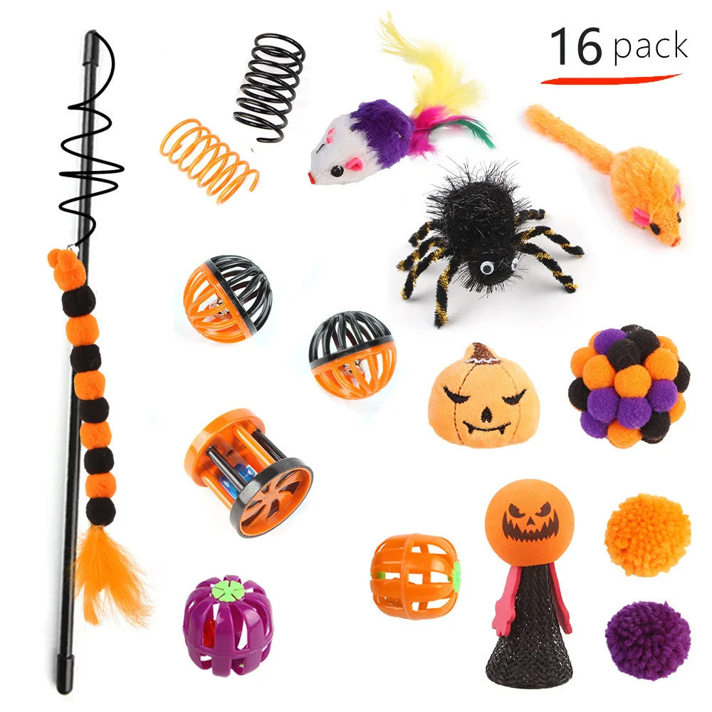 Interactive Cat Toy Variety Set with Wand, Mouse and Bell