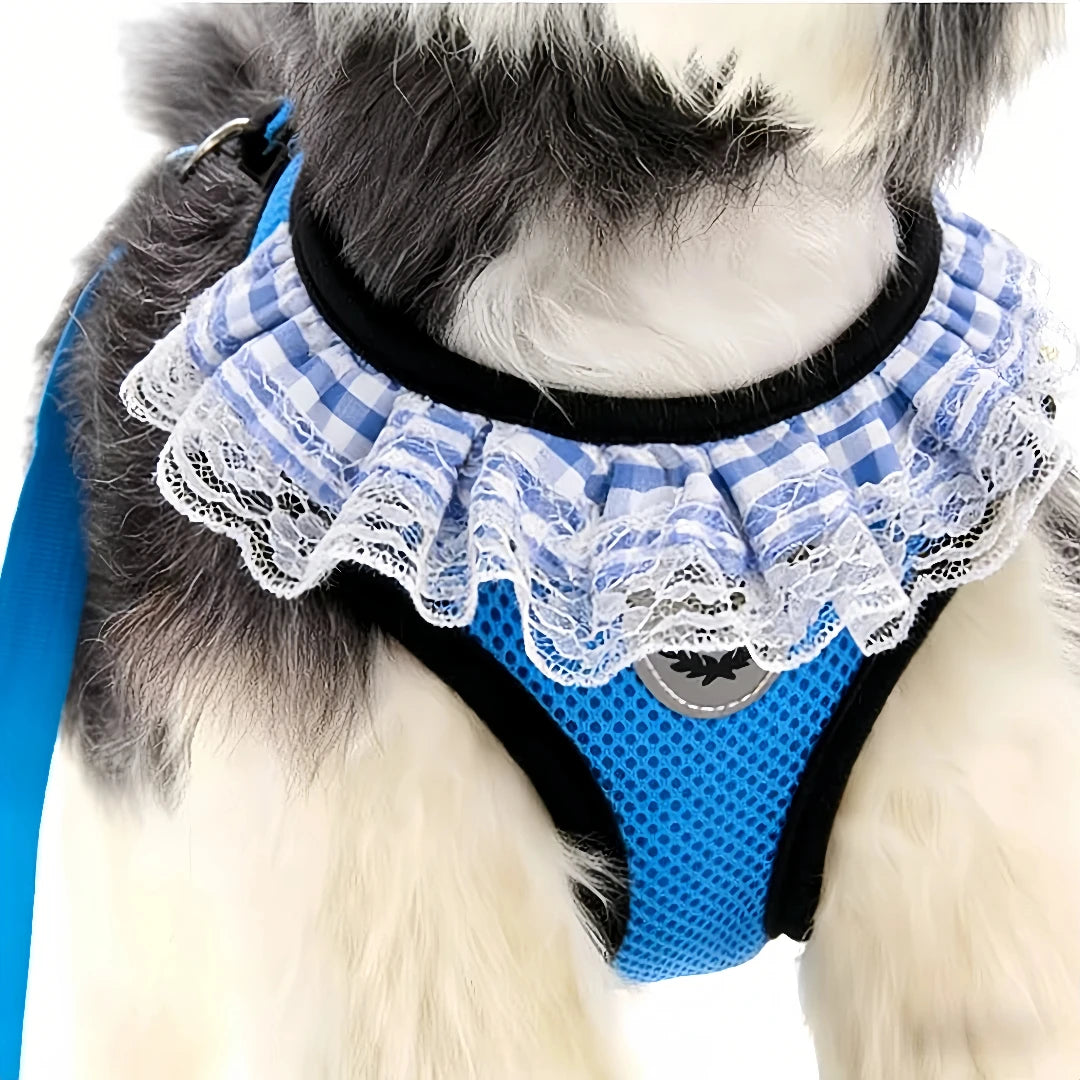 Harnais et laisse pour chien et chat anti-évasion en maille | Harnais de marche réfléchissant réglable pour petits animaux de compagnie