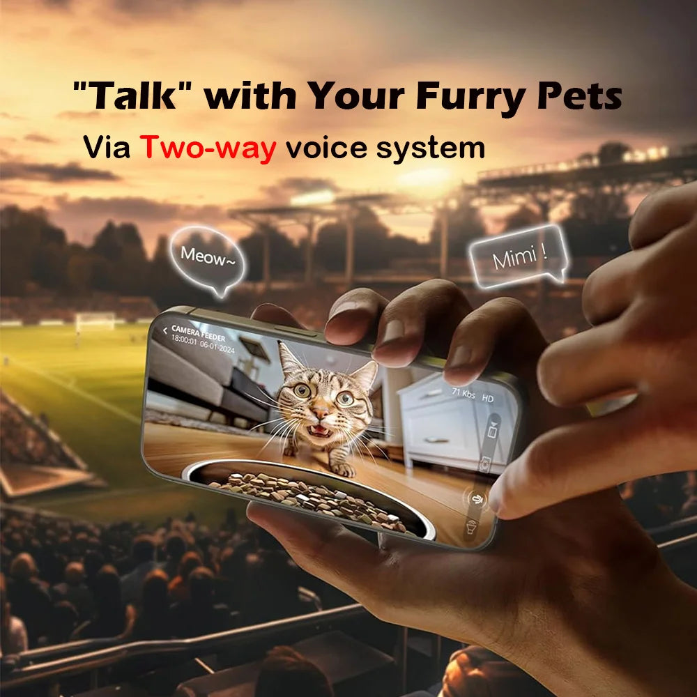 Automatic Pet Feeder with 1080p Camera, Voice Recorder & Remote Control
