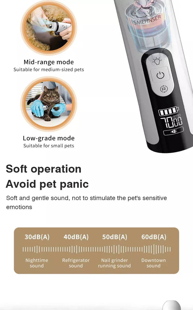 USB Rechargeable Pet Nail Grinder with LED