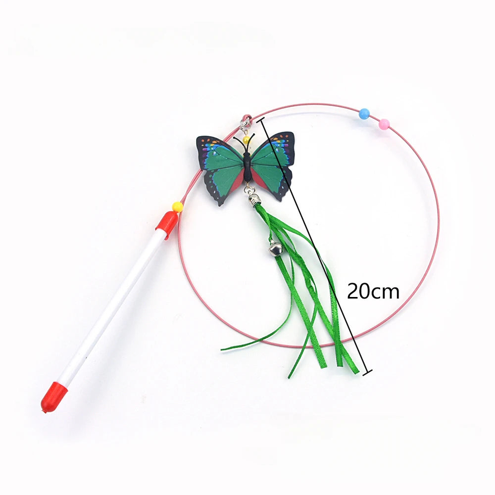 Interactive Feather Wand Cat Toy - Wire Teaser Stick for Kittens