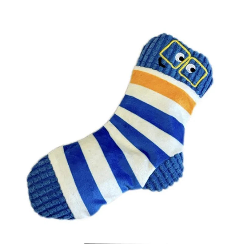 Plush Squeaky Sock Dog Toy with Sniff & Hide Feature