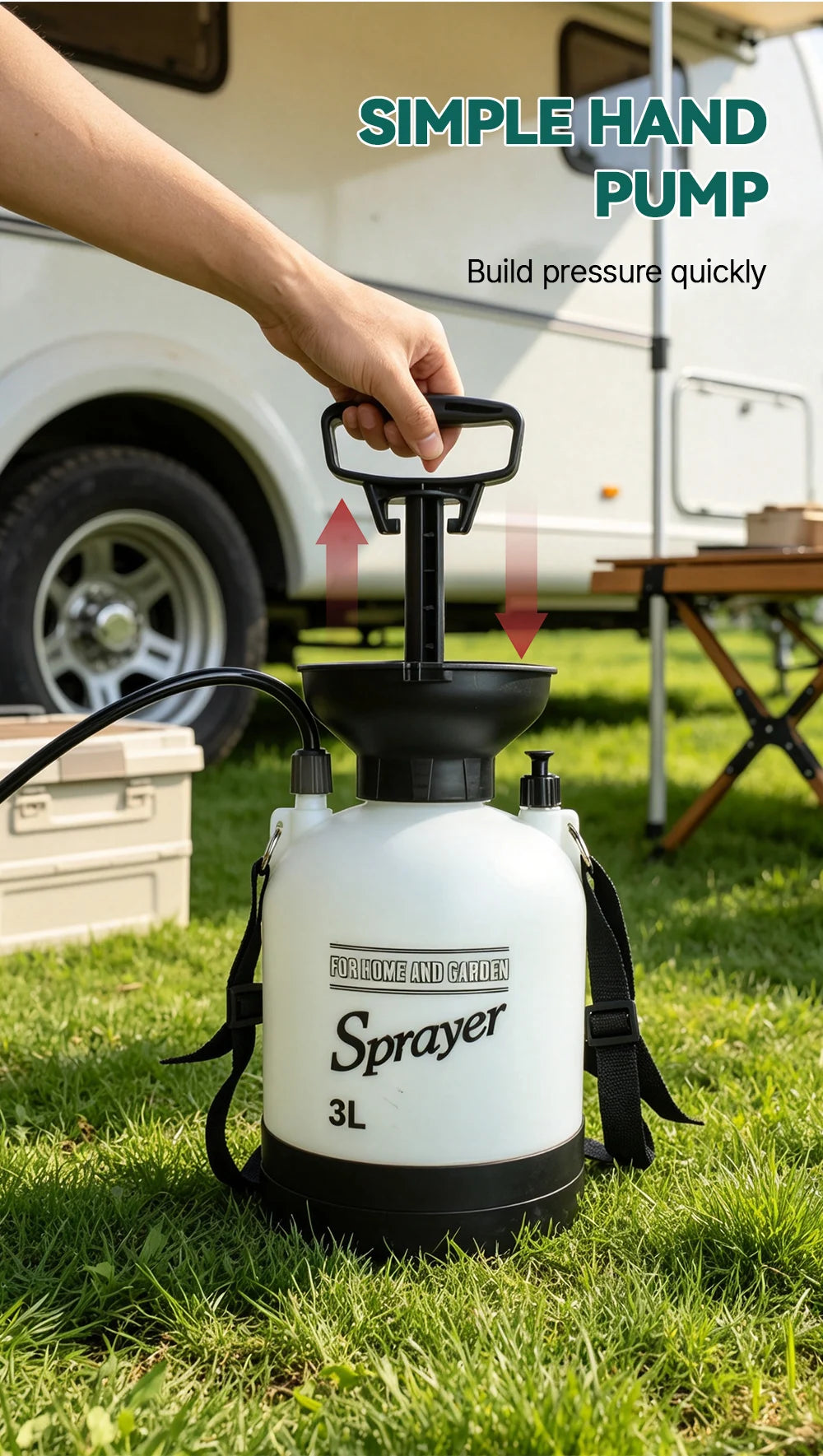 Portable Manual Camping Shower Pump with 3m Hose