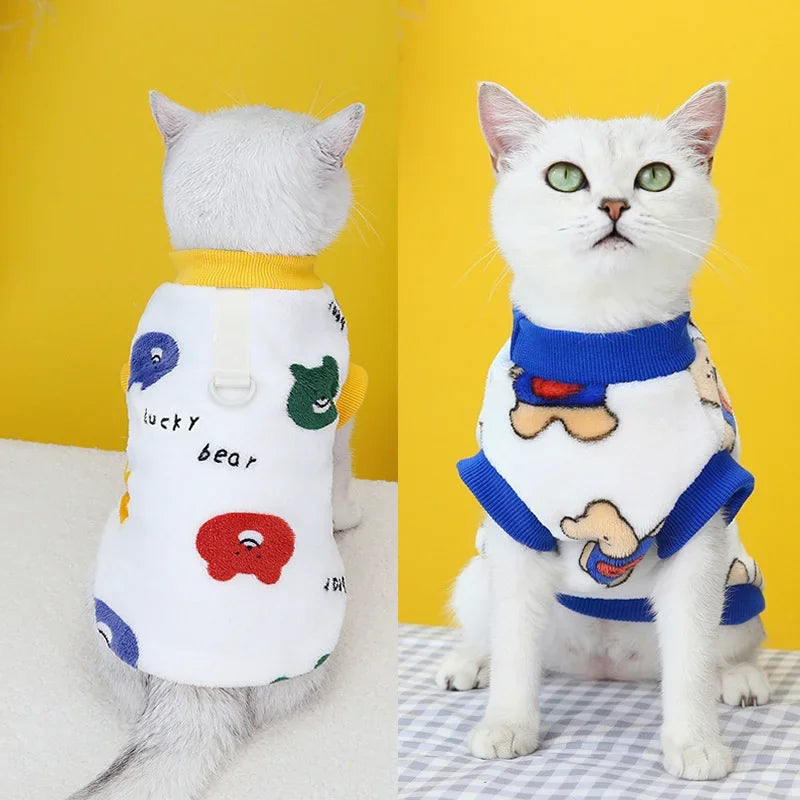 Strawberry Print Plush Pullover Sweater for Cats & Small Dogs