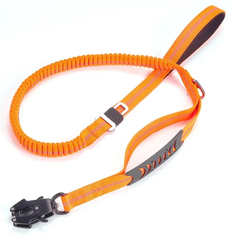 Reflective Bungee Dog Leash - Heavy Duty No-Pull Lead with Car Seatbelt