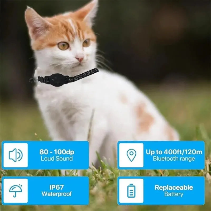 Reflective AirTag Pet Collar with Safety Buckle for Cats & Small Dogs
