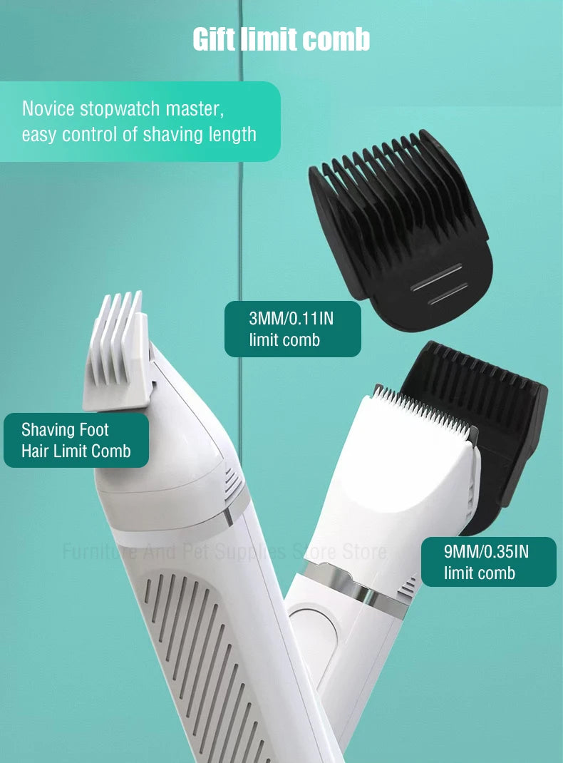 4-in-1 Cordless Pet Grooming Set with 4 Blades — Low Noise Rechargeable Clipper
