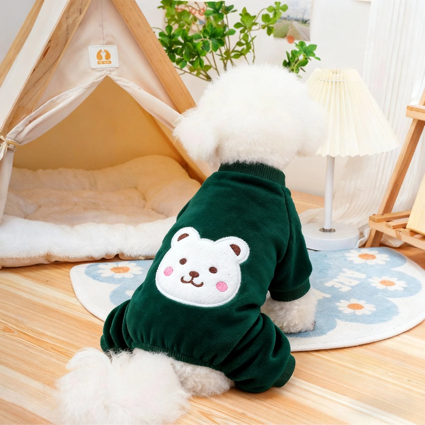 Combinaison polaire douce avec anneau de laisse pour chiens et chats de petite, moyenne et grande taille