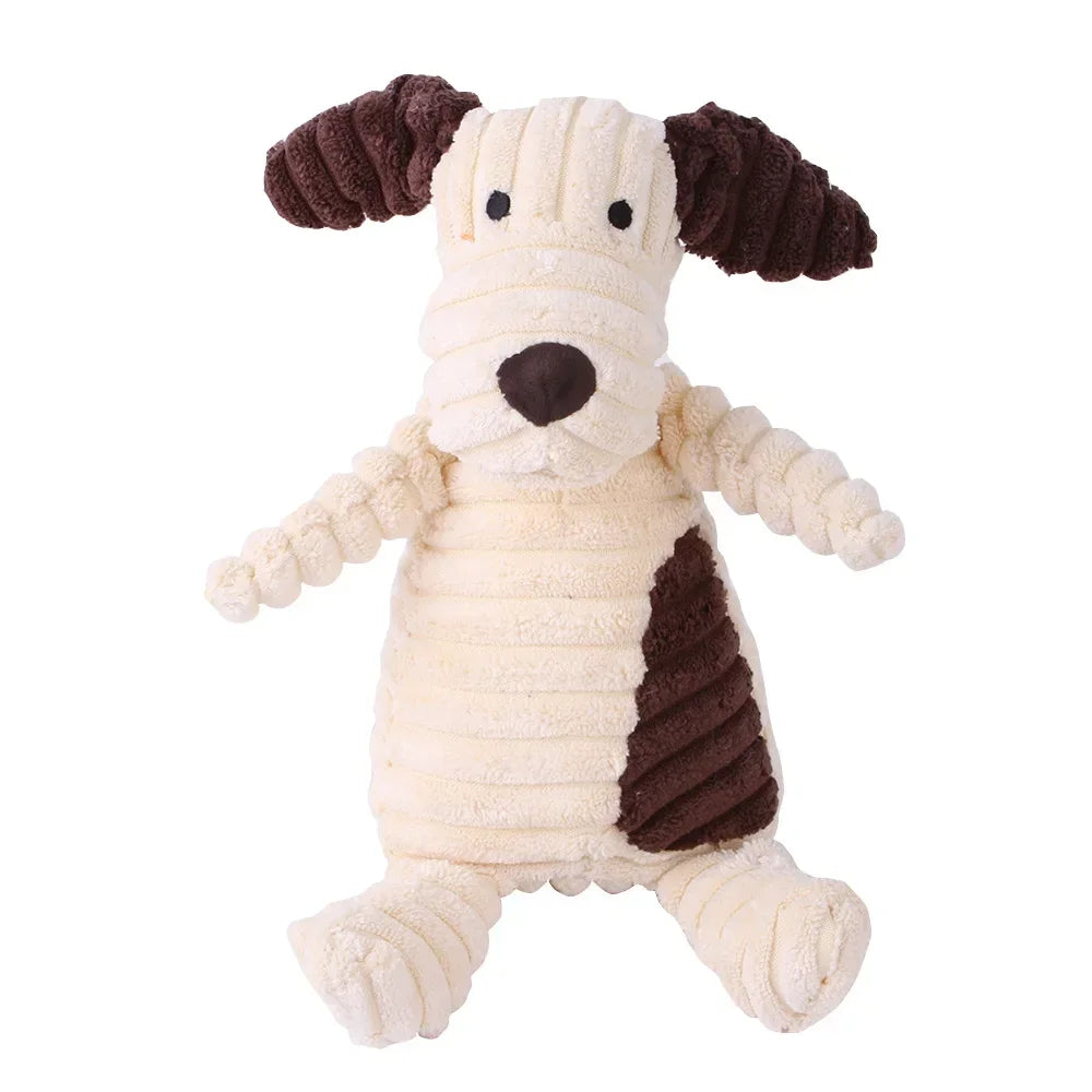 Jouet couineur en peluche pour chien - Forme d'animal en velours côtelé résistant aux morsures