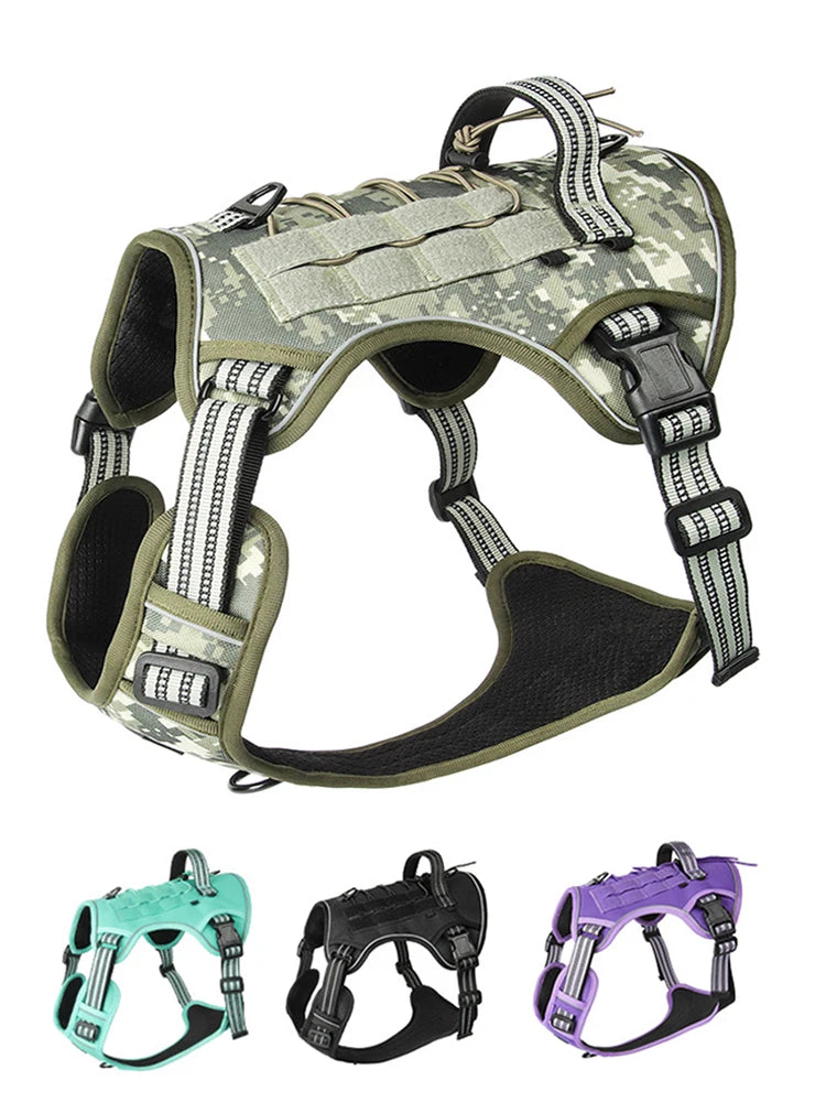 No-Pull Reflective Tactical Dog Harness Vest