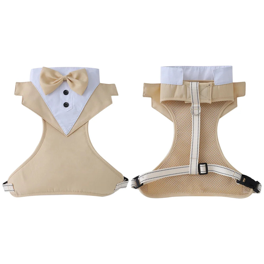 Tuxedo Dog Harness Vest with Bow Tie & D-Ring